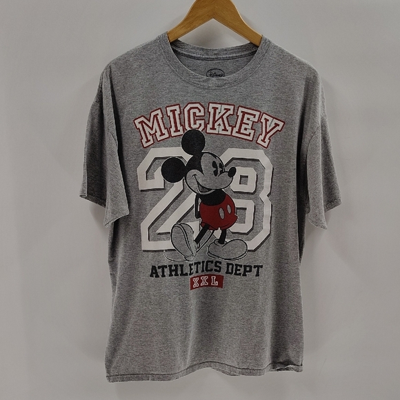 Disney Mickey Mouse Athletic Dept XL Gray Tee Pullover Crew Neck - Picture 1 of 5